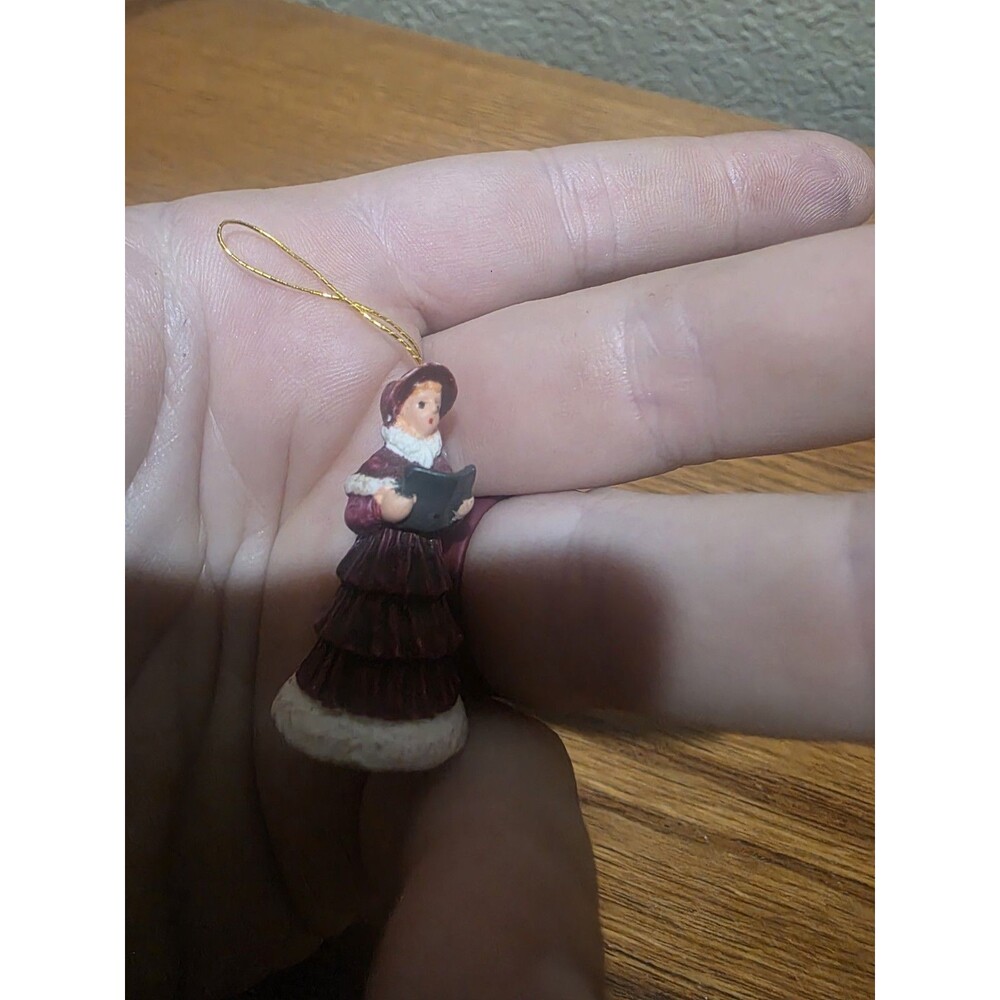 Vintage 1990s Miniature Christmas Ornament Woman Caroler